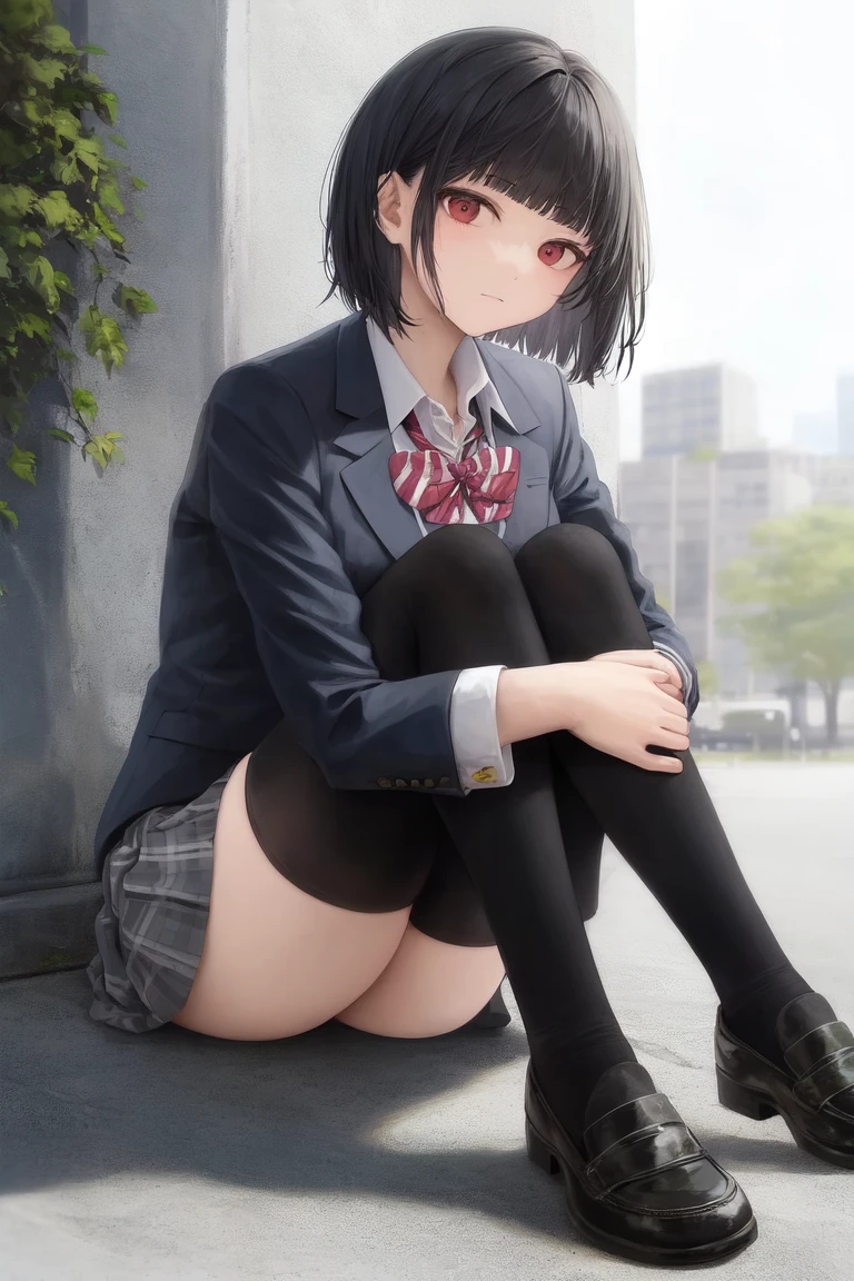 [Holara] 短发 直发 健身房坐姿 刘海 女人 杰作 校服 [插画]
